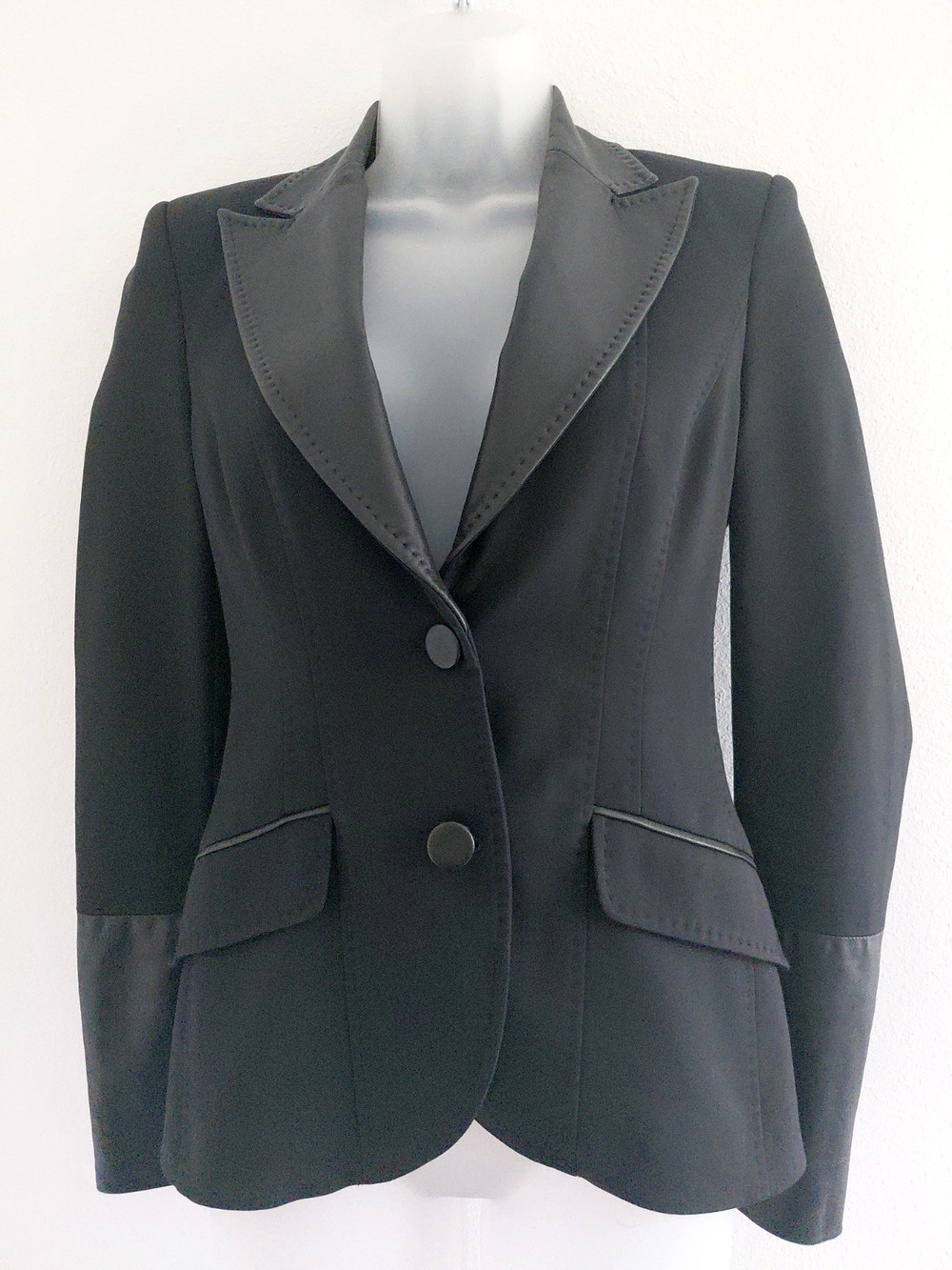Flavio Castellani Womens Black Single-Breasted Blazer Jacket Size 6 Faux Leather
